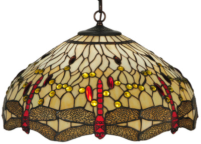 Meyda Lighting 19006 22"W Tiffany Hanginghead Dragonfly Pendant
