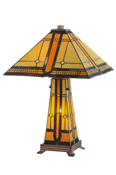 Meyda Lighting 50805 25"H Sierra Prairie Mission Lighted Base Table Lamp