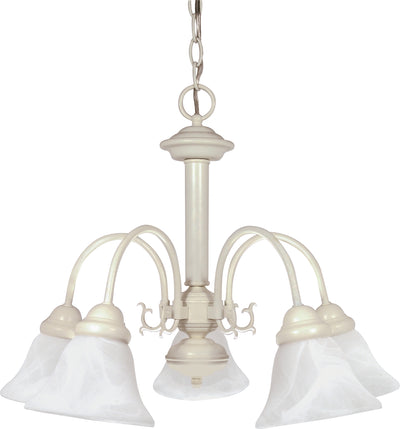 Nuvo Lighting 60/187 Ballerina 5 Light 24 Inch Chandelier with Alabaster Glass Bell Shades