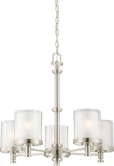 Nuvo Lighting 60/4645 Decker 5 Light Chandelier with Clear and Frosted Glass
