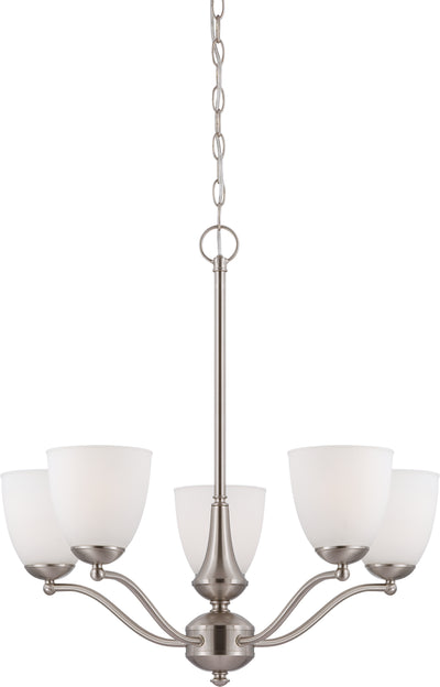 Nuvo Lighting 60/5035 Patton 5 Light Chandelier (Arms Up) with Frosted Glass