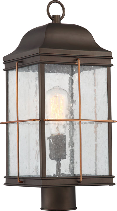 Nuvo Lighting 60/5835 Howell 1 Light Outdoor Post Lantern with 60W Vintage Lamp Included Bronze with Copper Accents Finish