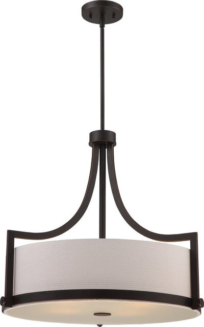 Nuvo Lighting 60/5886 Meadow 4 Light Pendant with White Fabric Shade Russet Bronze Finish