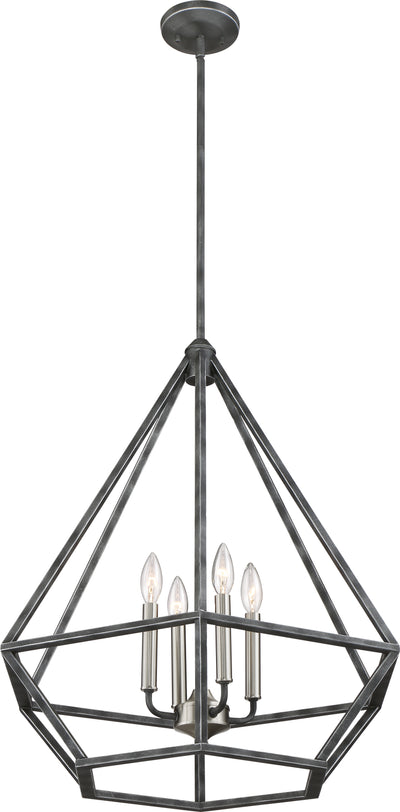 Nuvo Lighting 60/6261 Orin 4 Light Pendant Fixture Iron Black with Brushed Nickel Accents Finish