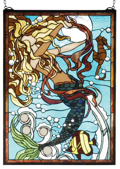 Meyda Lighting 78086 19"W X 26"H Mermaid of the Sea Stained Glass Window