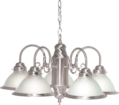Nuvo Lighting SF76/695 5 Light 22" Chandelier With Frosted Ribbed Shades