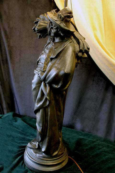 31" x 12"LARGE Vintage Figural Sculpture LAMP Breton Farmer