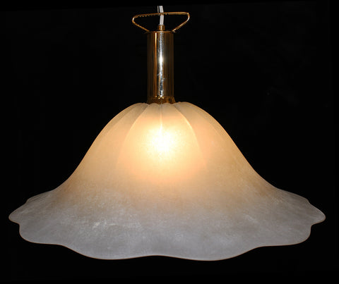 Vintage, 9" x 13" MURANO Swirl Glass 1 Light Pendant, Contemporary Italian Lighting, Silver Accents