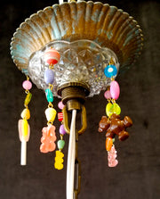 9" x 16" MINI "Candy Fantasy" ARTWORK Chandelier, 1 light, Gumdrops Beaded Frame, Murano Glass & Faux Candy, Exclusive Original