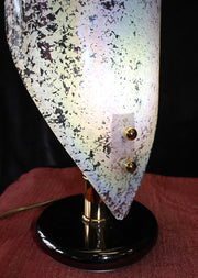 7" x 16 "Vintage Murano Glass Lamp, Venetian Iridescent Artisans Glass, 1 Light, Gold & Black Frame Accent Lamp