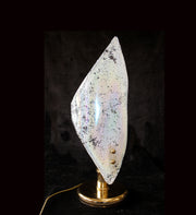 7" x 16" Vintage Murano Glass Lamp Venetian Iridescent Artisans Glass 1 Light Gold Frame Accent Lighting