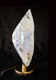 7" x 16" Vintage Murano Glass Lamp Venetian Iridescent Artisans Glass 1 Light Gold Frame Accent Lighting