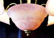 16" x 26" Vintage 70's Pink & Lavender Purple Italian Glass Shade Chandelier, 7 Lights, Ulma Illuminazione Srl Italian Lighting