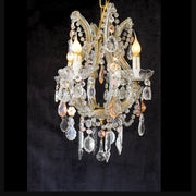 14" x 20" Maria Theresa Crystal Chandelier, Vintage Italy, Pink Accents & Beads, 4 Lights, 1 of a kind