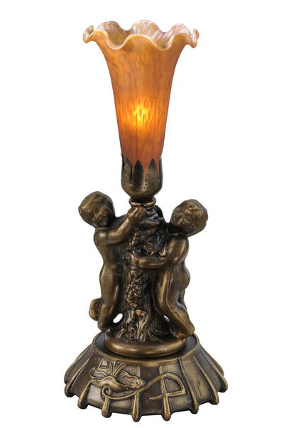 Meyda Lighting 11476 12"High Amber Cherub Pond Lily Mini Lamp