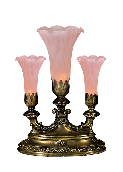Meyda Lighting 11924 13"H Pink Pond Lily 3 LT Mantelabra Accent Lamp