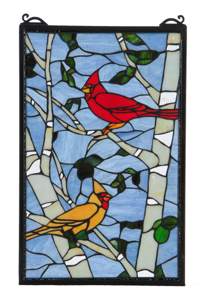 Meyda Lighting 119436 13"W X 10"H Cardinals Morning Stained Glass Window