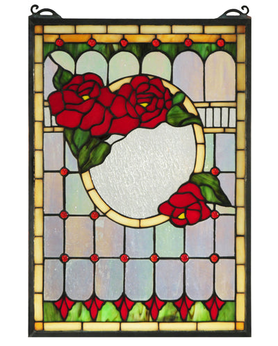 Meyda Lighting 119443 14"W X 20"H Morgan Rose Stained Glass Window