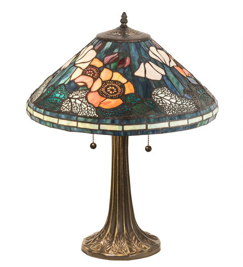 Meyda Lighting 119554 21.5"H Tiffany Poppy Cone Table Lamp