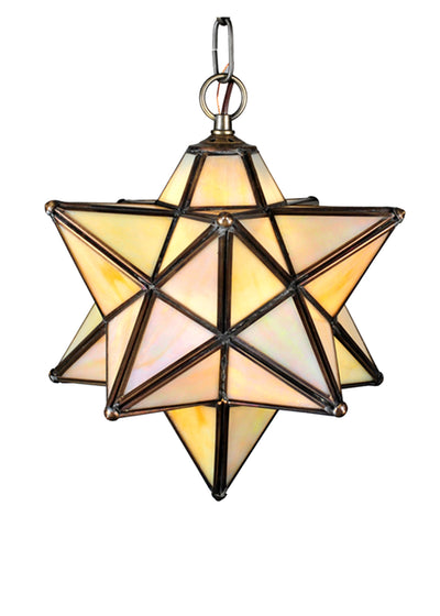 Meyda Lighting 12123 9"W Moravian Star Beige Iridescent Mini Pendant
