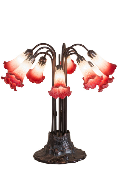 Meyda Lighting 12301 22"H Pink/White Pond Lily 10 LT Table Lamp