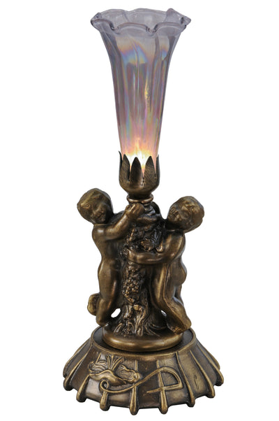 Meyda Lighting 12502 12"High Purple Irridescent Cherub Pond Lily Mini Lamp