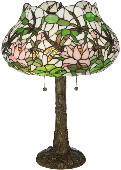 Meyda Lighting 125091 22.5"H Dragonfly Flower Table Lamp