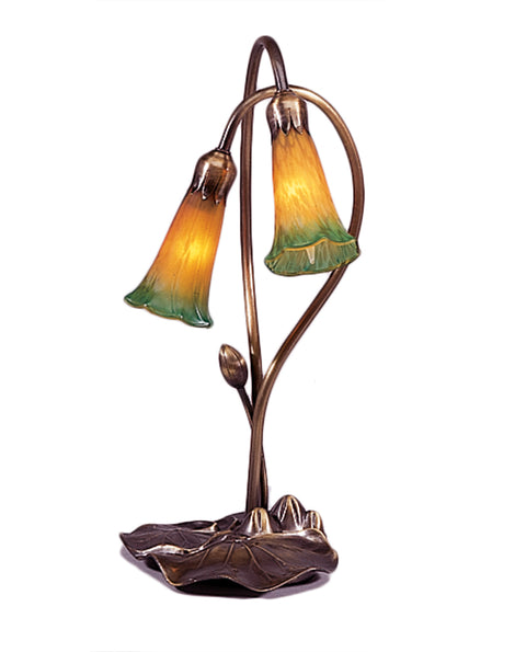 Meyda Lighting 12939 16"H Amber/Green Pond Lily 2 LT Accent Lamp