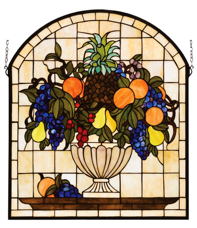 Meyda Lighting 13297 25"W X 29"H Fruitbowl Stained Glass Window