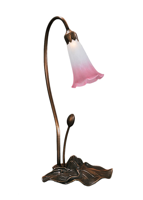 Meyda Lighting 13509 16"H Pink/White Pond Lily Accent Lamp