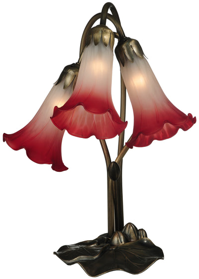 Meyda Lighting 13593 15.75"H Pink/White Pond Lily 3 LT Accent Lamp