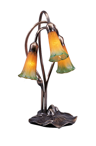 Meyda Lighting 13595 16"H Amber/Green Pond Lily 3 LT Accent Lamp