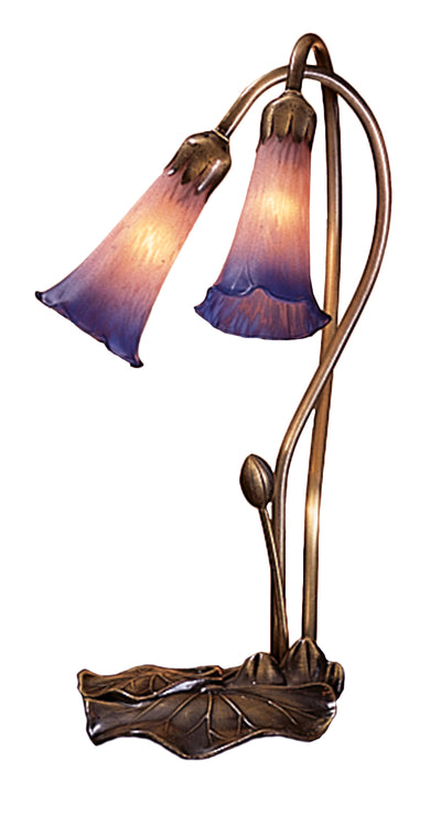Meyda Lighting 14064 16"H Pink/Blue Pond Lily 2 LT Accent Lamp