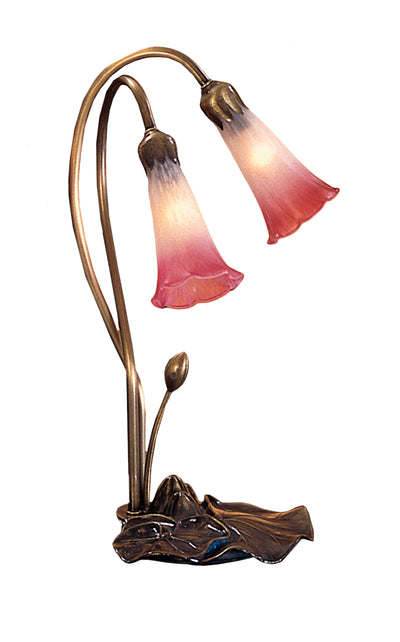 Meyda Lighting 14170 16"H Pink/White Pond Lily 2 LT Accent Lamp
