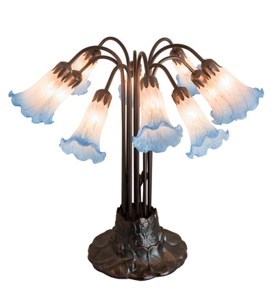 Meyda Lighting 14451 22"H Pink/Blue Pond Lily 10 LT Table Lamp