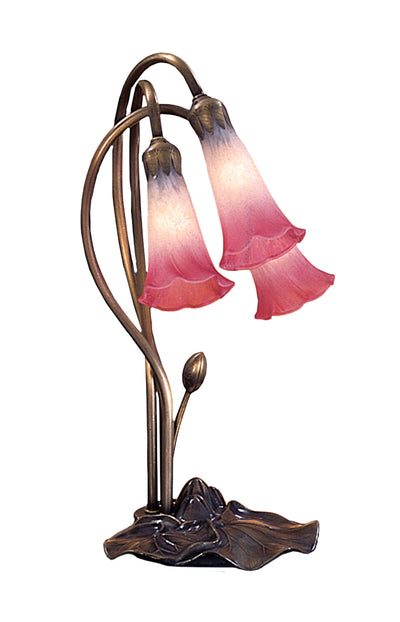 Meyda Lighting 14813 16"H Pink/White Pond Lily 3 LT Accent Lamp