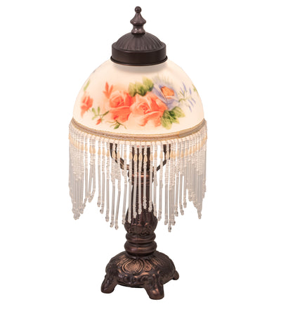 Meyda Lighting 16578 13" High Rose Bouquet Fringed Mini Lamp
