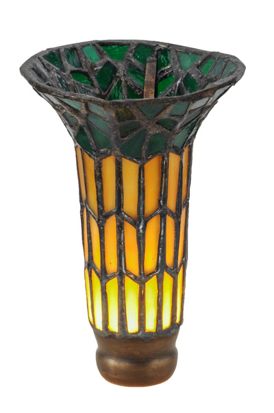 Meyda Lighting 16582 4"W X 5.5"H Tiffany Pond Lily Honey Wispy & Kelly Green Shade