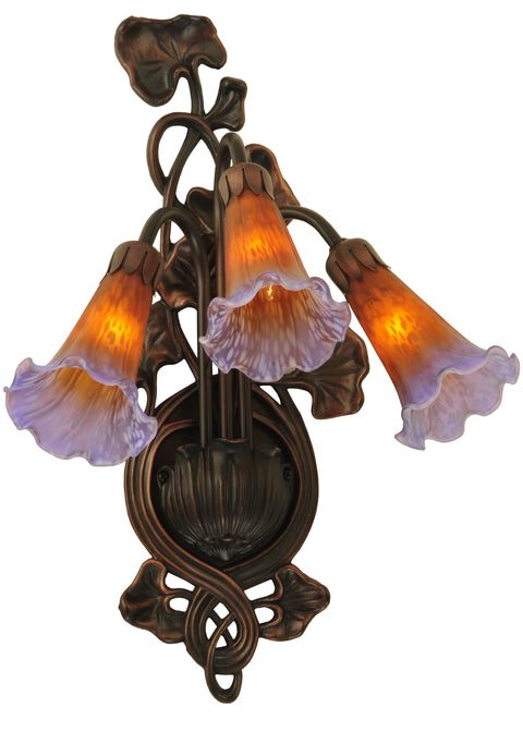 Meyda Lighting 17205 10.5"W Amber/Purple Pond Lily 3 LT Wall Sconce