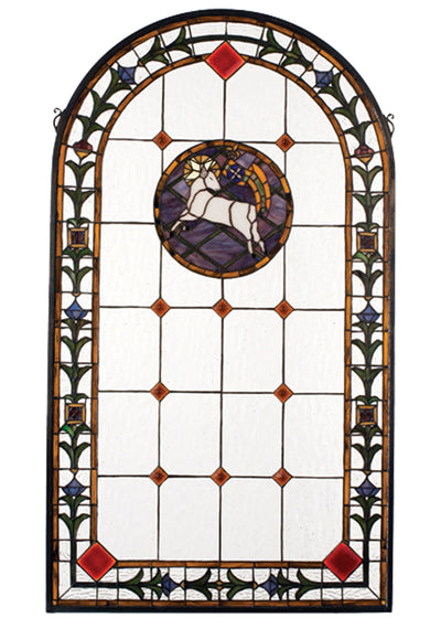 Meyda Lighting 17367 23"W X 40"H Lamb of God Stained Glass Window