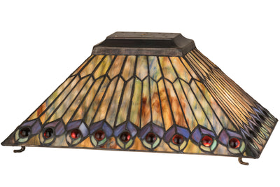 Meyda Lighting 21099 16"L Tiffany Jeweled Peacock Oblong Shade