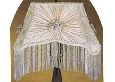 Meyda Lighting 21168 13.5"L Fabric & Fringe Ivory Katrina Shade