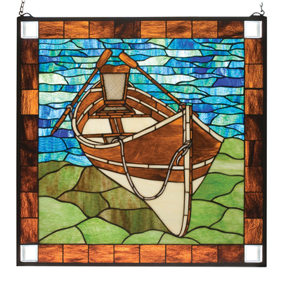 Meyda Lighting 21440 26"W X 26"H Beached Guideboat Stained Glass Window