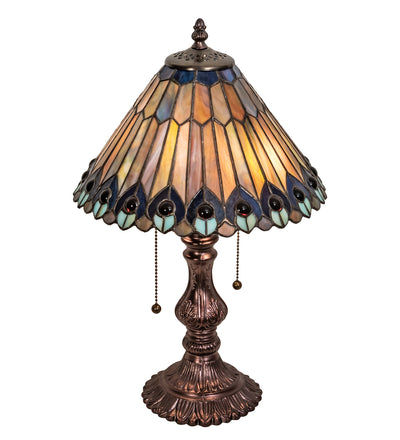 Meyda Lighting 217002 19" High Tiffany Jeweled Peacock Accent Lamp