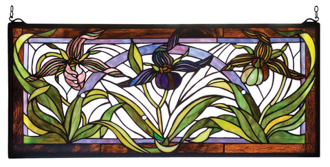 Meyda Lighting 22928 30"W X 13"H Lady Slippers Stained Glass Window