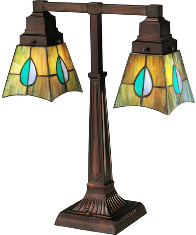 Meyda Lighting 24284 19.5"H Mackintosh Leaf 2 Arm Desk Lamp
