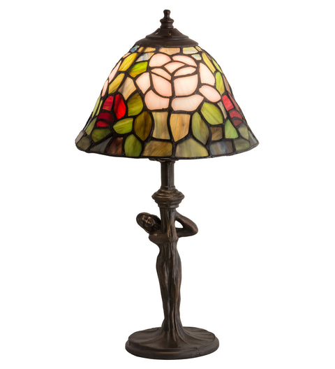 Meyda Lighting 26488 12"H Tiffany Rosebush Mini Lamp