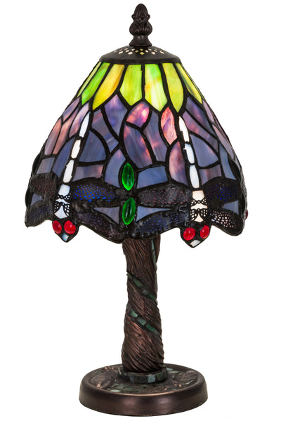 Meyda Lighting 26616 12"H Tiffany Hanginghead Dragonfly W/Mosaic Base Mini Lamp