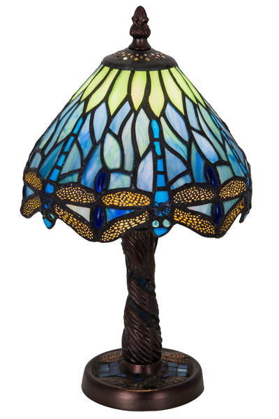 Meyda Lighting 26617 12"H Tiffany Hanginghead Dragonfly W/Mosaic Base Mini Lamp