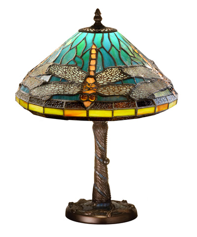 Meyda Lighting 26683 16"H Tiffany Dragonfly w/ Twisted Fly Mosaic Base Accent Lamp
